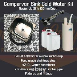 100mm Stainless Steel Camper van Motorhome Catering / Boat Sink/Tap /Pump /Kit