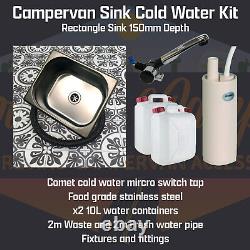 150mm Stainless Steel Campervan Motorhome Catering Van Boat Sink Tap Pump / Kit