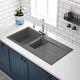 1.5 Bowl Black or Grey Inset Comite Reversible Kitchen Sink, Single Bowl Tap