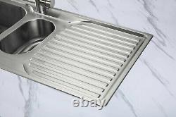 1.5 Bowl Stainless Steel Kitchen Sink Universal Drainer + Taps And Waste