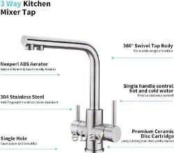 3 Way Kitchen Tap with Water Filter Way Drinking Water Kitchen Sink Tap 360°