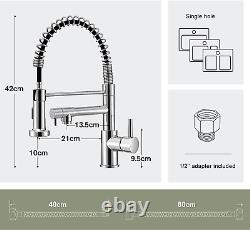 3 Way Water Filter Tap Sprial Kitchen Sink Mixer Faucet Spring Faucet High-Arc 2
