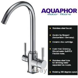 AQUAPHOR 3 Way Tap Water Filter Kitchen Sink Mixer Twin Lever