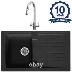 AR10BL 1.0 Bowl Black Reversible Inset Kitchen Sink & Pull Out Chrome Tap