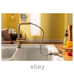 Abode Fraction Pull Out Kitchen Sink Mixer Tap Antique Brass