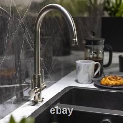 Abode Pico Monobloc Dual Lever Kitchen Sink Mixer Tap Brushed Nickel
