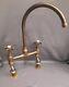 Aged Bare Brass Kitchen Mixer Taps, Ideal Belfast Sink