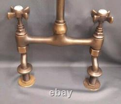 Aged Bare Brass Kitchen Mixer Taps, Ideal Belfast Sink