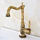Antique Brass Carved Flower Bathroom Kitchen Sink Swivel Faucet Mixer Tap ysf128