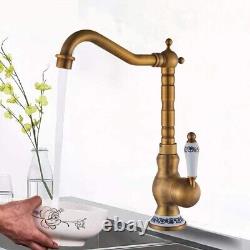 Antique Brass Kitchen Tap Kitchen Sink Mixer tap Basin Tap 360° Swivel