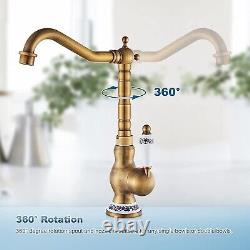 Antique Brass Kitchen Tap Kitchen Sink Mixer tap Basin Tap 360° Swivel