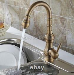 Antique Brass Single Handle Swivel Kitchen Sink Faucet Mixer Basin Tap Bsf080
