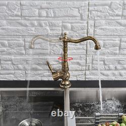 Antique Brass Single Lever Kitchen Sink Faucet Swivel Spout Kitchen Mixer Tap