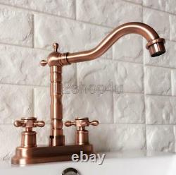 Antique Red Copper Kitchen Faucet Swivel Spout Vessel Sink Mixer Tap Urg044