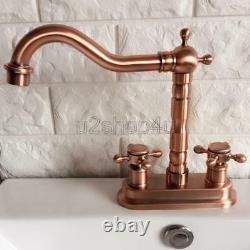 Antique Red Copper Kitchen Faucet Swivel Spout Vessel Sink Mixer Tap Urg044