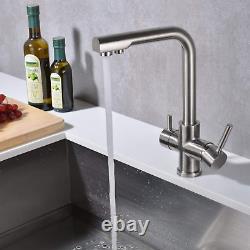 Arputhy 3 Way Water Filter Tap Drinking Taps Sink Mixer Brass Spout 2 Handles