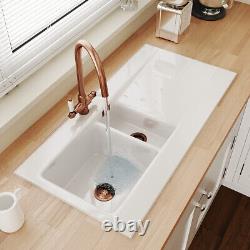 Astini Colonial Antique Copper & White Ceramic Handle Kitchen Sink Mixer Tap