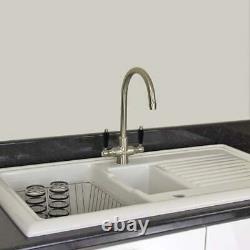 Astini Colonial Brushed Steel & Black Ceramic Handle Kitchen Sink Mixer Tap