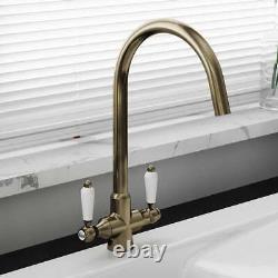 Astini Colonial Traditional Dual Ceramic Lever Monobloc Kitchen Sink Mixer Tap