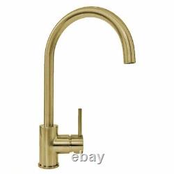 Astini Echo Brushed Stainless Steel Gold Single Lever Kitchen Sink Mixer Tap
