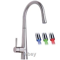 Astini Palazzo Brushed Steel Pullout Spout LED Kitchen Sink Mixer Tap HK86