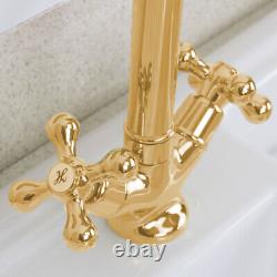 Astini Traditional English Gold Twin Handle Kitchen Sink Mixer Tap 25441G