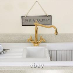 Astini Traditional English Gold Twin Handle Kitchen Sink Mixer Tap 25441G