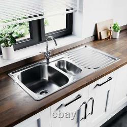 Astini Velia 1.5 Bowl Brushed Stainless Steel Kitchen Sink & Saturn B6008BS Tap
