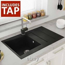 Astini Xeron 1.0 Bowl Black SMC Synthetic Reversible Kitchen Sink, Waste & Tap