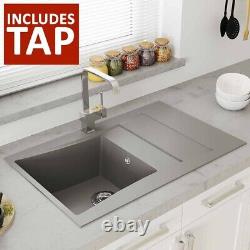 Astini Xeron 1.0 Bowl Grey SMC Synthetic Reversible Kitchen Sink, Waste & Tap
