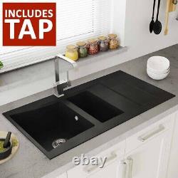 Astini Xeron 1.5 Bowl Black SMC Synthetic Reversible Kitchen Sink, Waste & Tap
