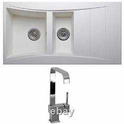 Astini Xeron 1.5 Bowl White SMC Synthetic Reversible Kitchen Sink, Waste & Tap