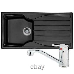 Astracast Sierra 1.0 Bowl Black Composite Kitchen Sink & Zeno Chrome Mixer Tap