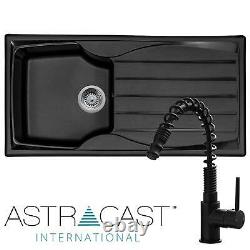 Astracast Sierra 1.0 Bowl Black Reversible Kitchen Sink & Pull-out Spray Tap