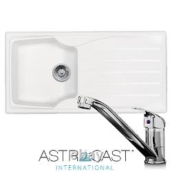 Astracast Sierra 1.0 Bowl White Kitchen Sink & KT1 Chrome Single Lever Mixer Tap