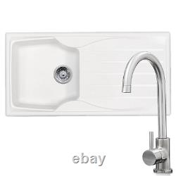 Astracast Sierra 1.0 Bowl White Sink & KT6BN Brushed Nickel Kitchen Mixer Tap