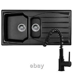 Astracast Sierra 1.5 Bowl Black Reversible Kitchen Sink & Pull-out Spray Tap