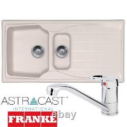 Astracast Sierra 1.5 Bowl Cream Kitchen Sink And Franke Zeno Chrome Mixer Tap