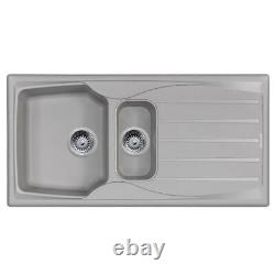 Astracast Sierra 1.5 Bowl Light Grey Kitchen Sink & Copper Twin Lever Mixer Tap