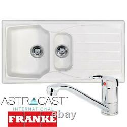Astracast Sierra 1.5 Bowl White Kitchen Sink And Franke Zeno Chrome Mixer Tap