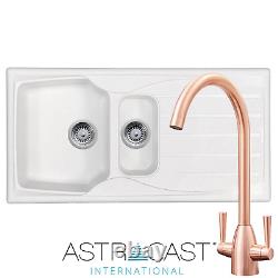 Astracast Sierra 1.5 Bowl White Kitchen Sink & KT5CH Chrome Twin Lever Mixer Tap