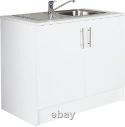 Athina 1000mm S. Steel Kitchen Sink Unit White (complete With Sink And Tap)