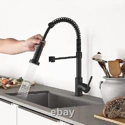 BESy Kitchen Sink Mixer Tap with Pull Down Sprayer, Brass High-Arc Single Handle
