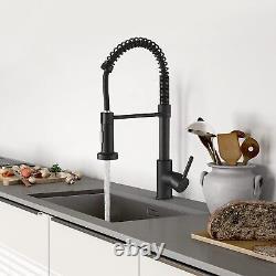 BESy Kitchen Sink Mixer Tap with Pull Down Sprayer, Brass High-Arc Single Handle