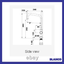 BLANCO JAX PVD STEEL TAP Kitchen Tap J Shaped High Arc Twin Levers Modern Tap