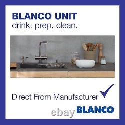 BLANCO JAX PVD STEEL TAP Kitchen Tap J Shaped High Arc Twin Levers Modern Tap