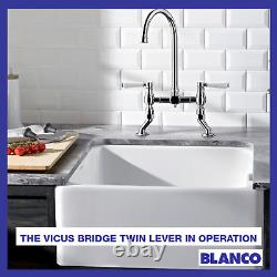 BLANCO Vicus Bridge Twin ULP BB Mixer Tap Bridge Tap Brushed Brass Tap Kitchen