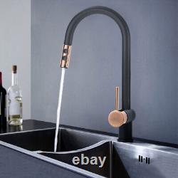 BRASS ALL COPPER Mono Pull Out Kitchen Mixer Tap 2 Way Spout Spray Black Golden