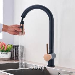 Black Rose Gold Mono Kitchen Sink Tap Pull Out Sprayer Single Handle Mixer Brass