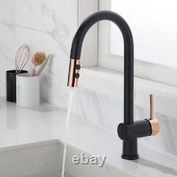 Black Rose Gold Mono Kitchen Sink Tap Pull Out Sprayer Single Handle Mixer Brass